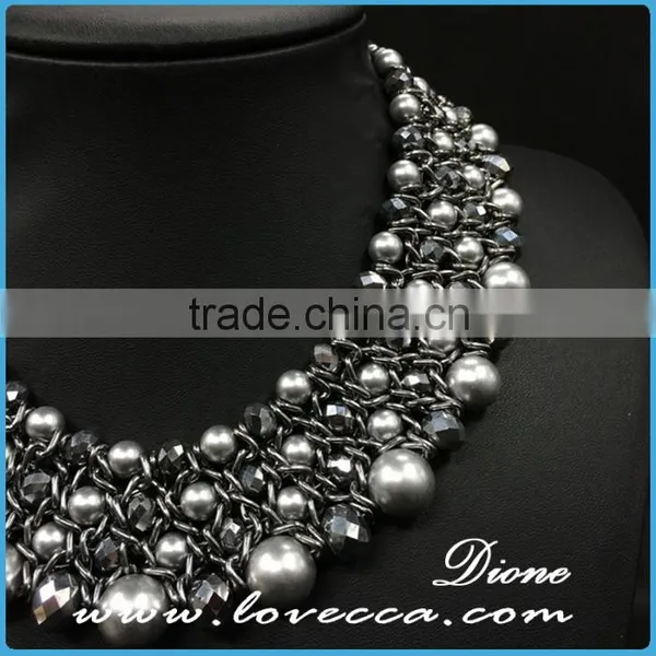 New Hot European Retro Alloy Beaded Waved Silver Plated Necklaces for Sale photo-3