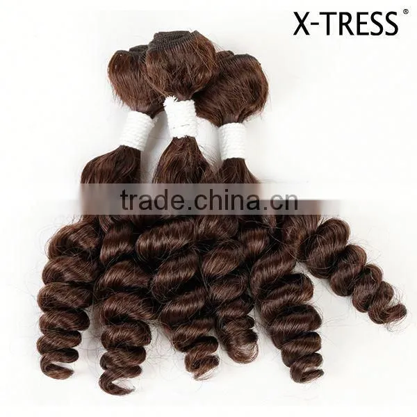 18inch Fumi Medium Brown 4 3 Pcs Good Quality High Tempreture Fibre Synthetic Hair Weft Bundle Weaves photo-2