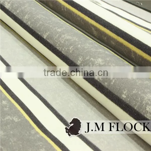 100% Polyester Stripe Pattern Print Flock Velvet Fabric Print Fabric for Sofa photo-6
