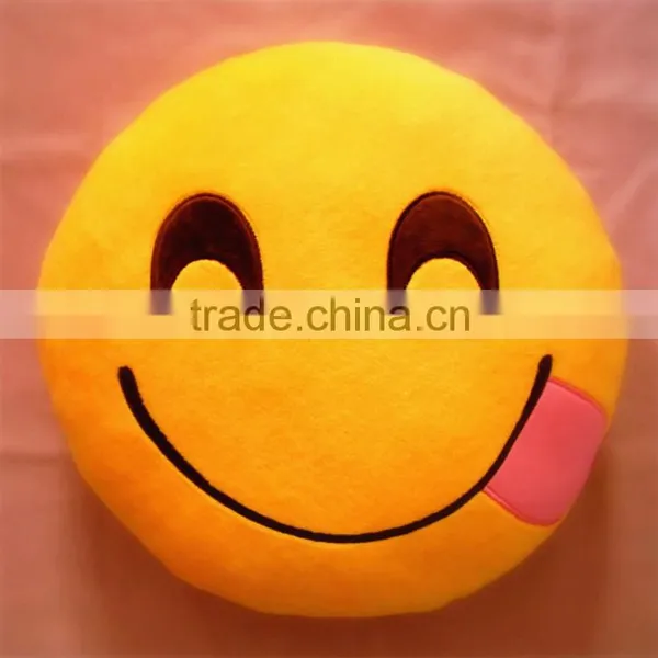 Home Office Car Decorative Pillow Custom Emoji Stuffed Plush Soft Toy Round Pillow for Sale