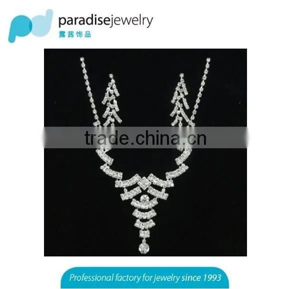 Silver Plated Wedding Jewelry Set 2016 New Women Bridal Jewelry Set Hot Wholesale Rhinestone Necklace Earring Set photo-5