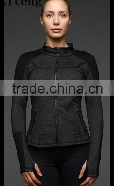 Kiteng 2016 New Design Women's Yoga Coat Fitness Running Sport Hooded Jacket Splice With Color Panel Office In USAsmall Minimum photo-5