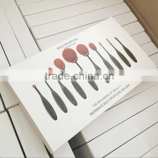 Black Oval Brush Set 10pcs Foundation Makeup Brush Sets Powder Blusher Toothbrush Curve Cosmetic Linear Brush photo-2