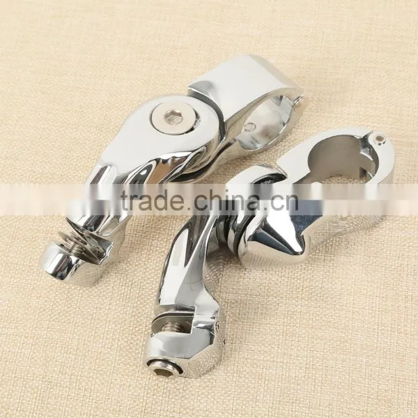 Universal 32mm 1.25" Chrome Short Angled Adjustable Highway Peg Mount Kit photo-6