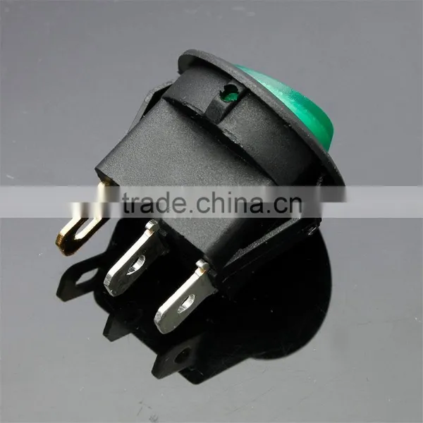 Green Neon 3 Pin 4.8mm Terminals 12V 16A Universal LED Illuminated Car Button Lights ON/OFF Round Rocker Switch Dash Boat Van photo-4