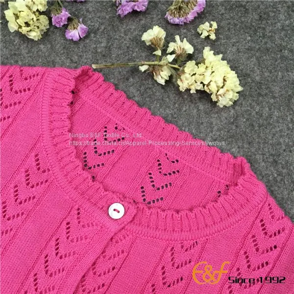 Regular Pointelle Pattern Cardigan Sweater for Girl photo-3