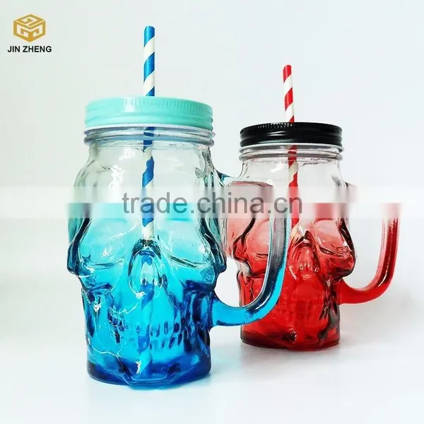 Glass Drinking Cup Drinking Glass Mason Jar Mug With Straws and Lid