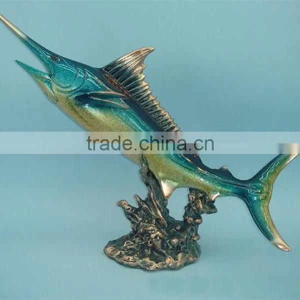 Custom Sea Animal Decoration Resin Swordfish Statue photo-2
