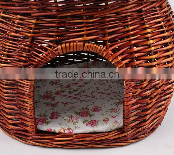 Cheap Luxury Round House Rattan Cat House With Cotton Mat photo-5