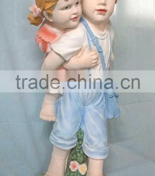 Garden Decor Reading Boy and Girl Fiberglass Statue photo-2
