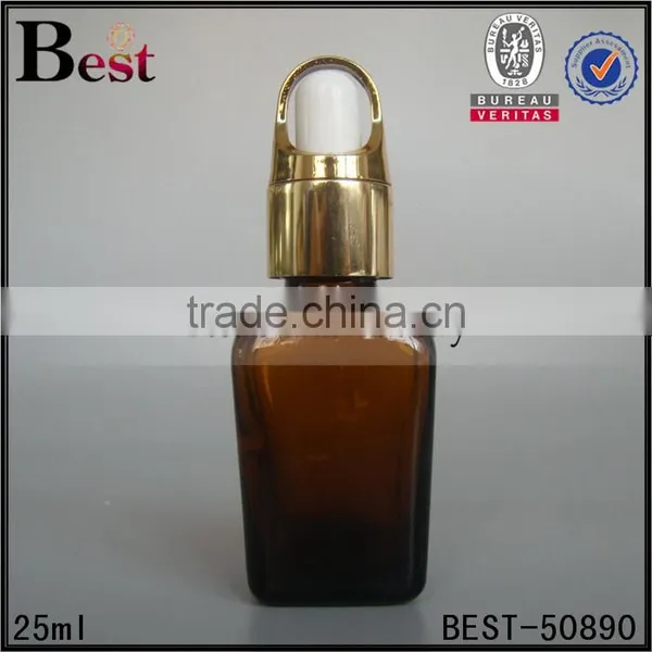 25ml Flat Amber Glass Bottle Wholesale Essential Oil Flat Amber Glass Bottle photo-2