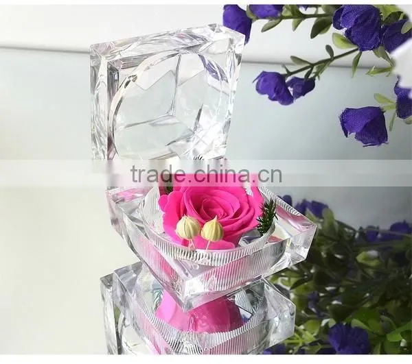 China Natural Real Touch Wholesale Preserved Roses Flower In Acrylic Ring Glass Boxes photo-3