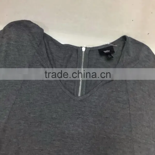 Factory Closeout Women Branded V-neck Zipper Casual T-shirt photo-4