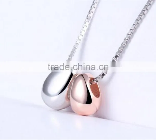 925 Sterling Silver Fashion Waterdrop Shape Pendant Necklace photo-3