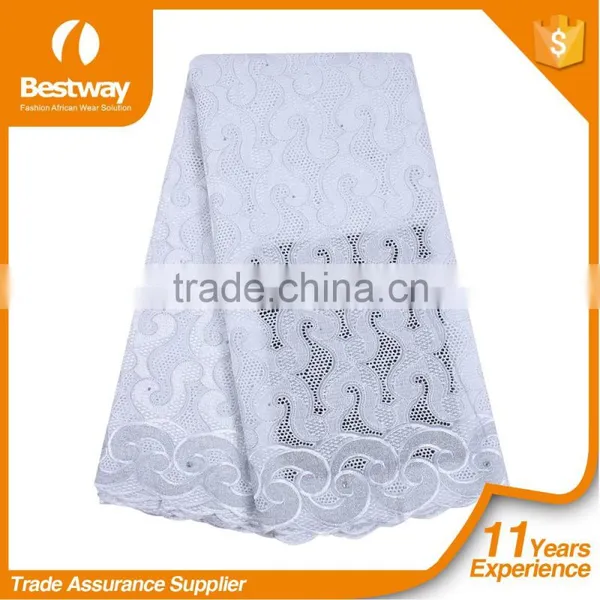 Bestway New Design Yiwu Lace Fabric Swiss Cotton Voile Lace With Rhinestone SL0417 photo-6