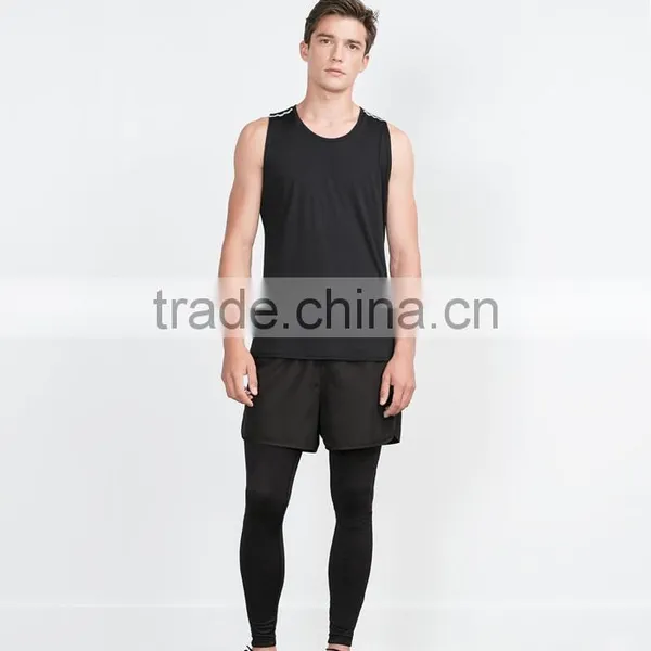 Black Custom Mens Gym Tank Top Wholesale photo-2