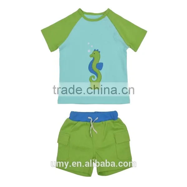 Summer Boy Applique 2 Piece Outfit Wholesale Children's Boutique Clothing Manufacturers photo-3