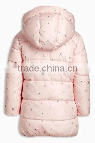 2017New Design Winter Kid Fashion Print Padded Jacket Coat Girls Outwear Pinky photo-4
