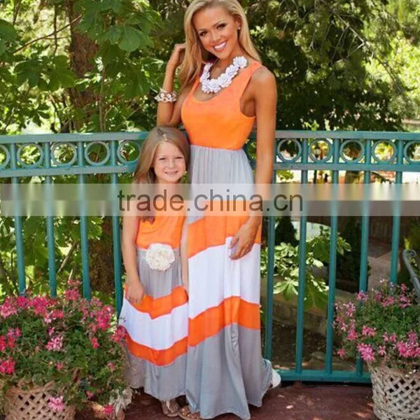 Fashion New Detail Mother and Daughter Dress Design Cute Mommy and me Maxi Dress photo-3