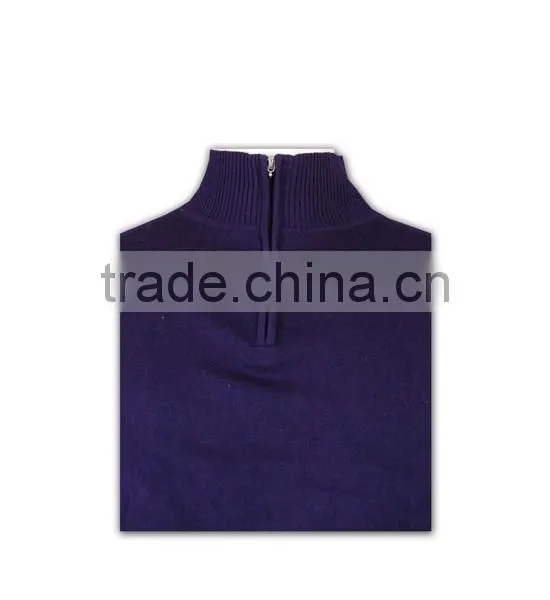 ISO9001/BSCI Manufature Purple Zipper Mens Blank Wool Sweater photo-4