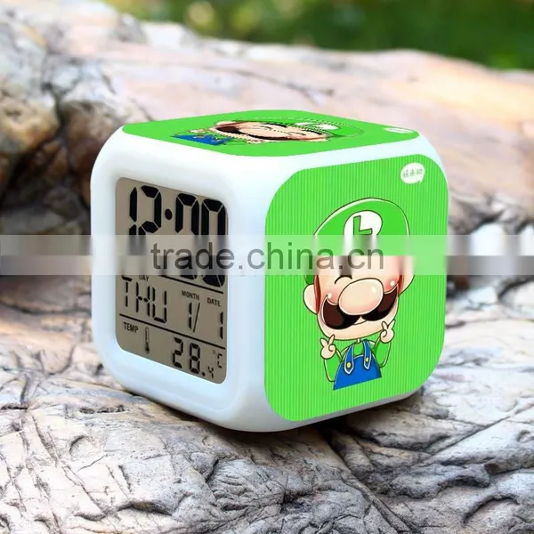2015 Hot GAME Super Mario LED Alarm Clock, Super Mario Digital Alarm Clock, Super Mario Cartoon Clock for Kids photo-3