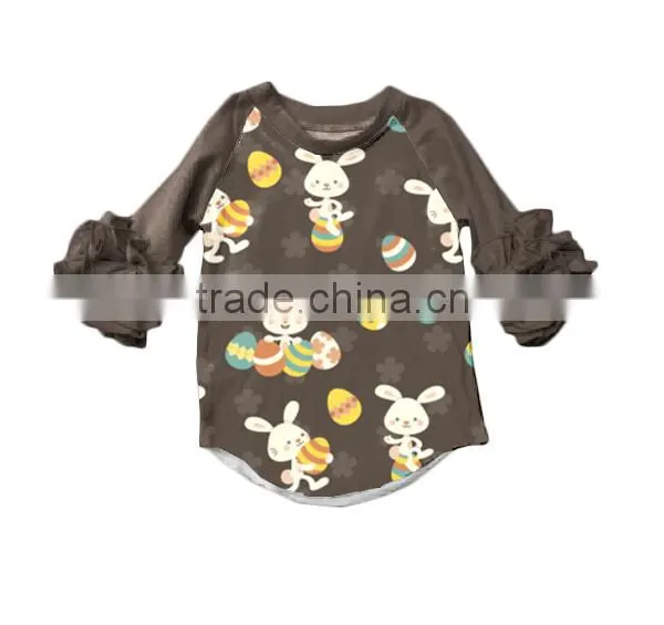 Wholesale Baby Ruffle Raglan T-shirt for Girls With Bunny photo-4