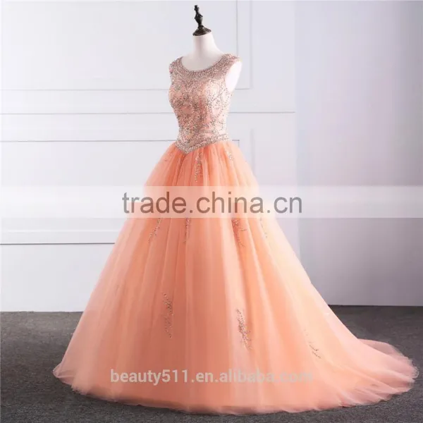 2018 Tulle Quinceanera Ball Gown With Intricately Beaded Bodice Gemstone Beading Bridal Gowns Quinceanera Dress ED0254 photo-4
