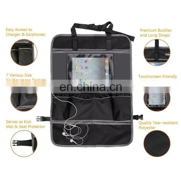 Car Seat Back Organizer With Tablet Holder Touch Screen Backseat Protector Kick Mat for Kids Baby photo-4