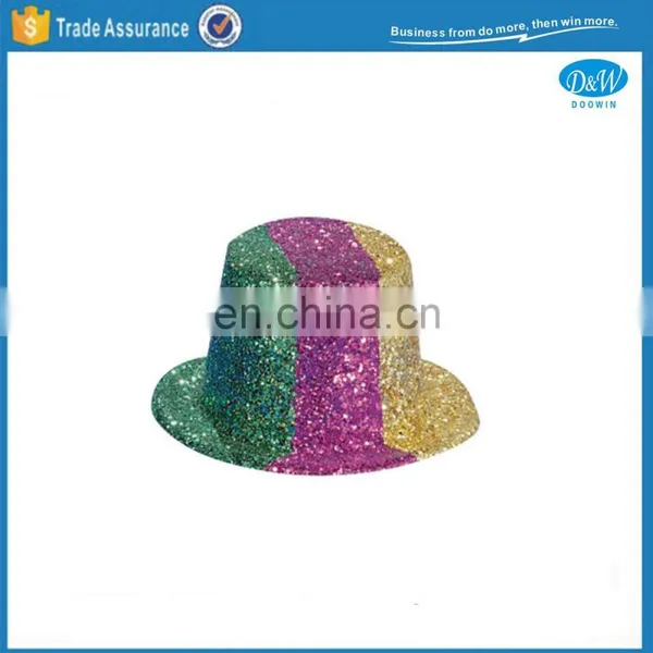 Mardi Gras Glitter PVC Top Hat, Plastic Glitter Top Hat