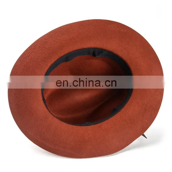 Wholesale Wool Felt Wide Brim Woman Fedora Hat photo-5