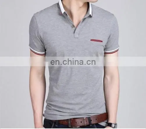 2016 Fashion New Design Solid Color Men's Short Sleeve Polo T Shirt Slim T-shirt With Chest Pocket photo-4