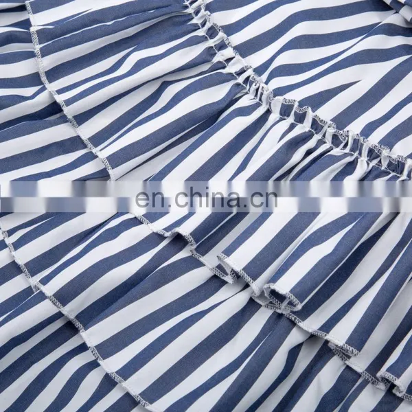 Belle Poque Retro Vintage Gothic Style Blue & White Stripes Bustle Skirt BP000354-2 photo-3