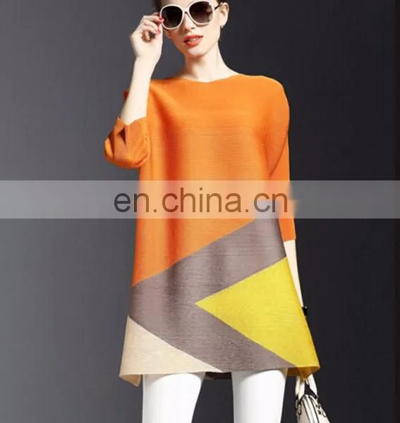 2017 New Fashionable Patch Work Blouse Designs Women Stripe Blouse photo-4