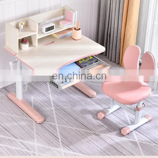 Height Adjustable Storage Modern Simple Solid Wood Children Study Desk Kids Table With Storage Drawer Children Table and Chair photo-2