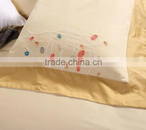 Classic Golden 100% Cotton Hotel Bedlinen Flower Embroidery Bed Sheet Set 500TC Wholesale Bedding Set photo-5
