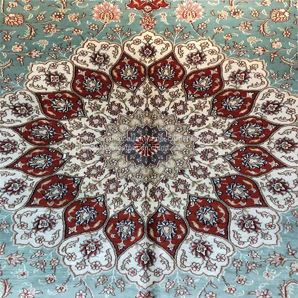 Light Blue Carpet Handmade Silk Persian Carpets 6x9ft photo-4