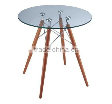 Glass or MDF Top With Wood Base Dining Table photo-4
