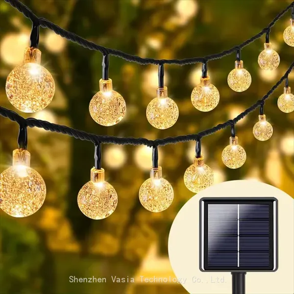 Warm White Solar Crystal Globe String Lights - Waterproof for Outdoor Landscape Garden Christmas Party Decor photo-5
