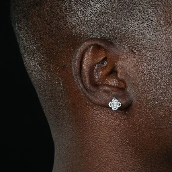 Shining Star Jewelry Men Iced Out Moissanite Flower Shape Cluster Earrings photo-3