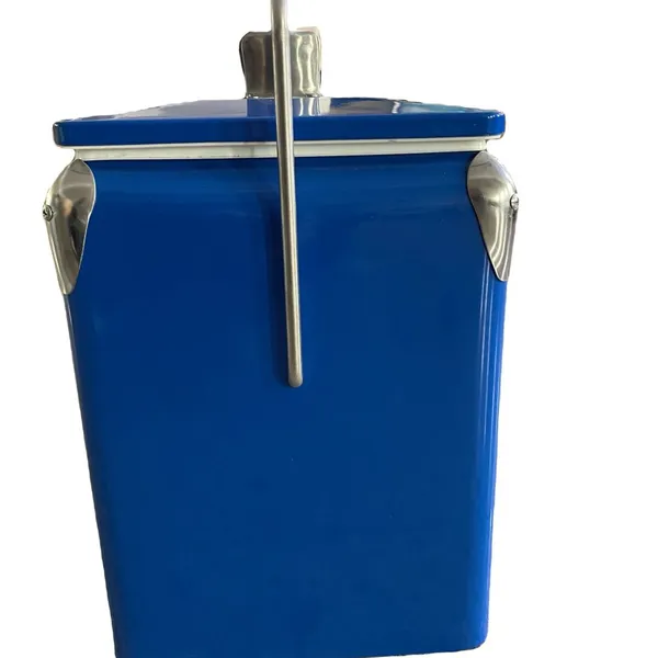 Derchy Retro Stainless Steel Metal Cooler Box 13L Insulated Ice Chest Portable Cooler for Camping Picnic Beach photo-4