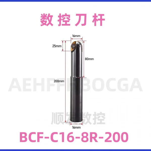 BCF‑C16‑8R‑160 Indexable Ball Nose Tool Holder R8 Shank Dia 16mm Overall Length 160mm for Mold Cavity CNC Milling photo-2