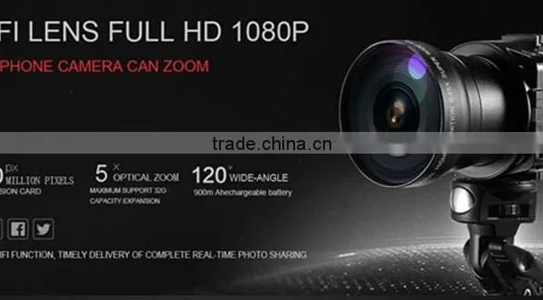 AMKOV OX5 Wifi Lens 5X Optical Zoom 20MP 1080P H.264 120 Degrees Wide Angle Lens For Smartphone SLR Camera photo-4