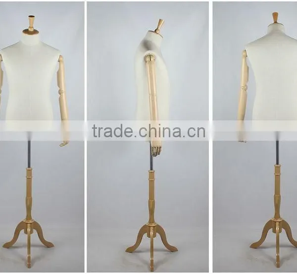 Torso Male Mannequins With Plastic Arms and Wood Base photo-4