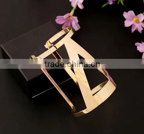 High Quality Fashion Women's Chic Hollow Wide Cuff Bracelet/ photo-6