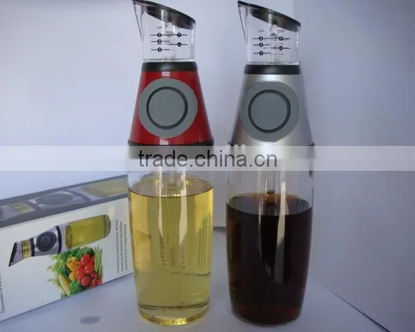Press and Measure Olive Oil Glass Bottle- Salad Dressing Dispenser Infuser - Vinegar Pourer photo-5