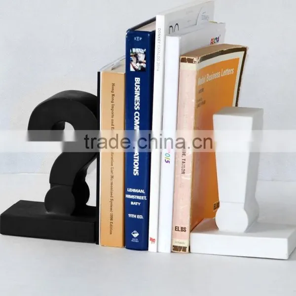 Plastic Black White Question & Exclamation Mark Desk Bookend/Office Book Stand