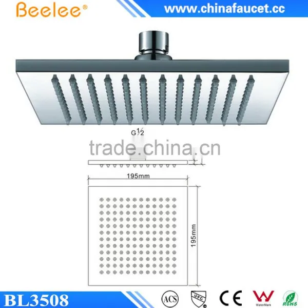 8 Inch Chrome Brass Shower Bathroom Square Waterfall Shower Head photo-2