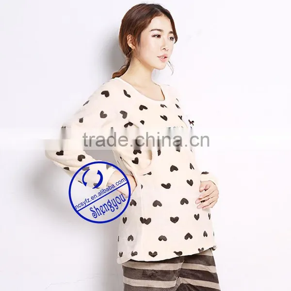 Custom Made Wholesale High Quality Coral Fleece Maternity Set photo-4