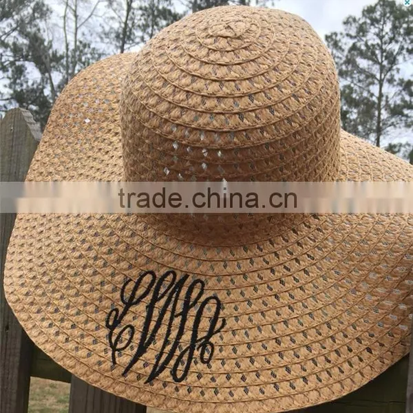 Personalized Custom Monogram Initial Folding Straw Beach Floppy Hats photo-2