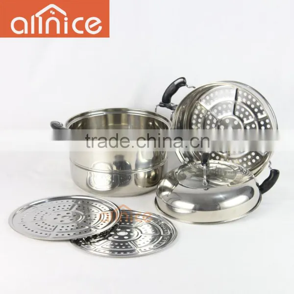 Two Layer Multi-functional Steam Pots Stainless Steel Steamer Pot Tempered Glass Lid & Steel Lid photo-3